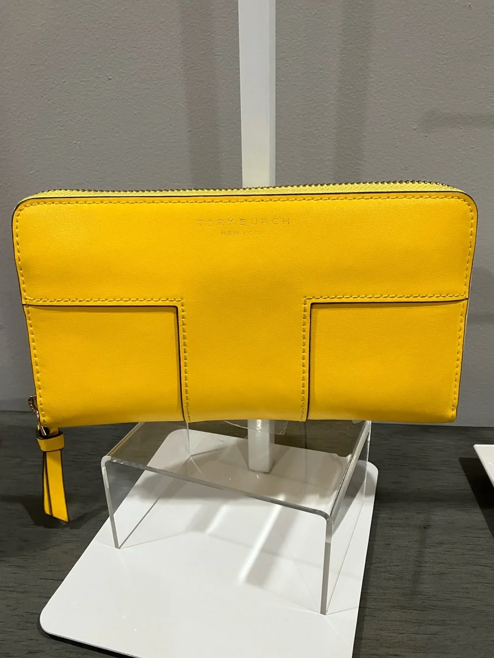Tory Burch Bright Yellow Leather Zip Wallet